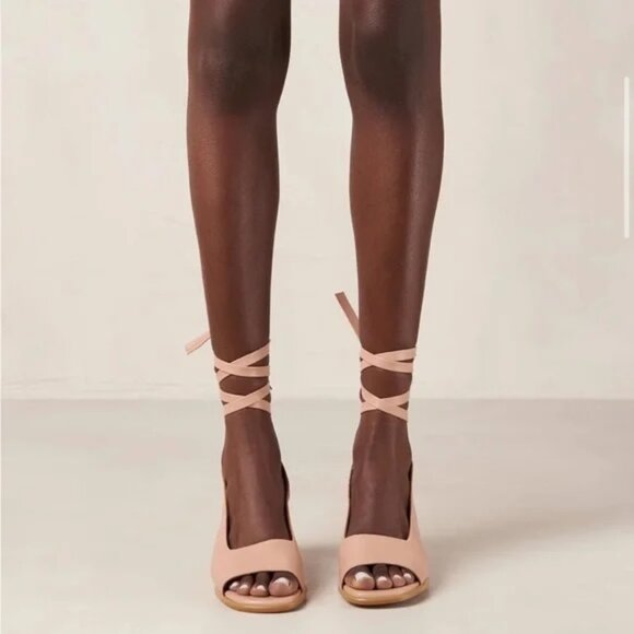 Alohas Lillies Pink Peep Toe Leather Wrap Sandals - Picture 3 of 9